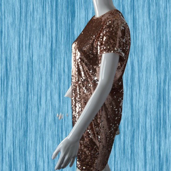 Forever 21 Copper Rose Sequin Mini Dress Size L - Picture 15 of 16